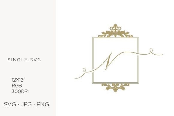 Elevate Your Designs with the Golden Monogram Frame Victorian Letter N