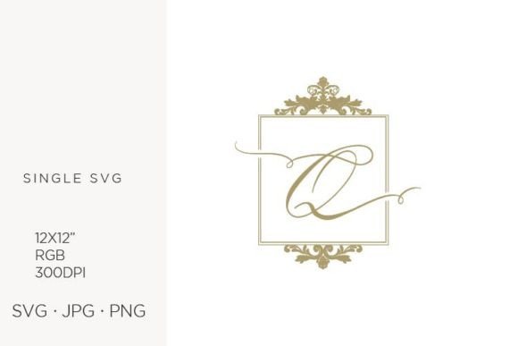 Golden Monogram Frame Victorian Letter Q Vector Art