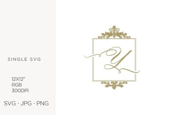 Golden Monogram Frame Victorian Letter Y Vector Art