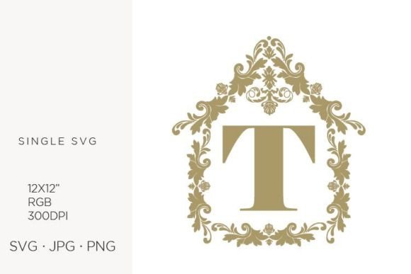House Like Ornamental Emblem, Letter T Vector Art